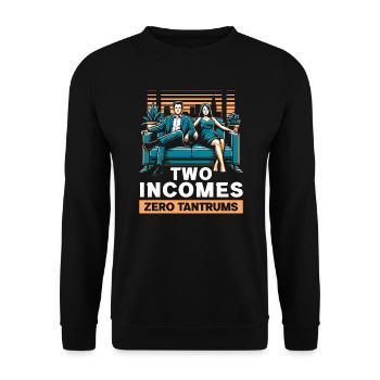Doppeltes Einkommen Keine Kinder Ehe Ehepaar DINK - Unisex Pullover - Schwarz - Vorne - Alina (178cm) & Michal (187cm)