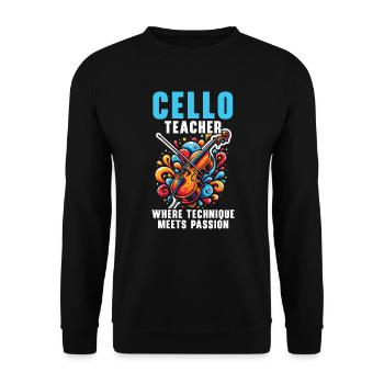Professeur de violoncelle Violoncelliste musical - Sweat-shirt Unisexe - noir - Devant - Alina (178cm) & Michal (187cm)