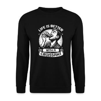 Croissant France Food Foodie Petit-déjeuner français - Sweat-shirt Unisexe - noir - Devant - Alina (178cm) & Michal (187cm)