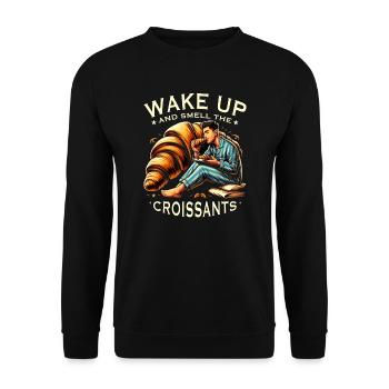Croissant France Food Foodie Petit-déjeuner français - Sweat-shirt Unisexe - noir - Devant - Alina (178cm) & Michal (187cm)