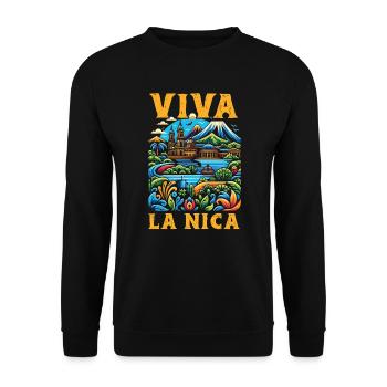 I Love Nicaragua Nicaraguan Flag Nicaraguan Pride - Unisex Sweatshirt - black - Front - Alina (178cm) & Michal (187cm)