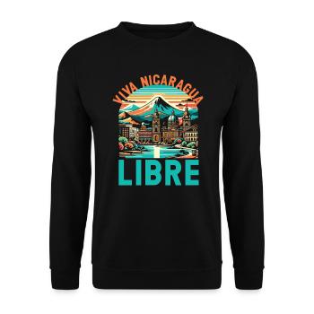 I Love Nicaragua Nicaraguan Flag Nicaraguan Pride - Unisex Sweatshirt - black - Front - Alina (178cm) & Michal (187cm)