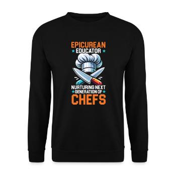 Arts culinaires Professeur Cuisine Chef cuisinier Cuisine - Sweat-shirt Unisexe - noir - Devant - Alina (178cm) & Michal (187cm)