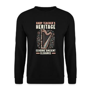 Harp Teacher Harpist Music Instrument Harp Player - Unisex Sweatshirt - black - Front - Alina (178cm) & Michal (187cm)