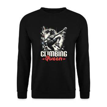 Bouldering Girl Boulderer Rock Climbing Wall - Unisex Sweatshirt - black - Front - Alina (178cm) & Michal (187cm)