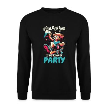 Bouldering Girl Boulderer Rock Climbing Wall - Unisex Sweatshirt - black - Front - Alina (178cm) & Michal (187cm)