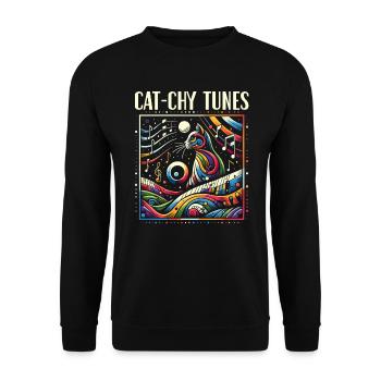 Music Cat Musical Instrument Kitty Pet Musician - Unisex Sweatshirt - black - Front - Alina (178cm) & Michal (187cm)