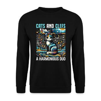 Musique Chat Instrument De Musique Kitty Pet Musicien - Sweat-shirt Unisexe - noir - Devant - Alina (178cm) & Michal (187cm)