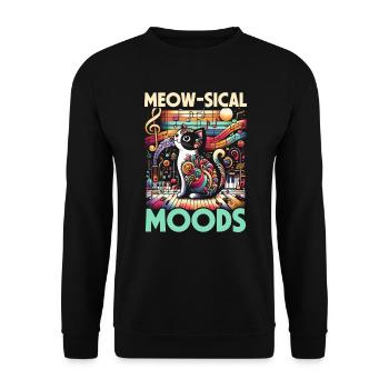 Music Cat Musical Instrument Kitty Pet Musician - Unisex Sweatshirt - black - Front - Alina (178cm) & Michal (187cm)