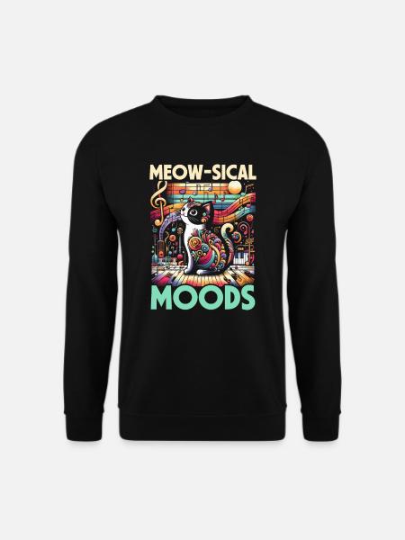 Musikkatze Musikinstrument Kitty Haustier Musiker - Unisex Pullover - Schwarz