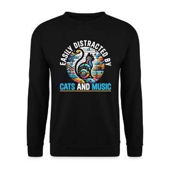 Music Cat Musical Instrument Kitty Pet Musician - Unisex Sweatshirt - black - Front - Alina (178cm) & Michal (187cm)