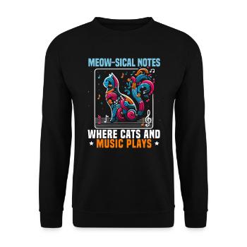 Music Cat Musical Instrument Kitty Pet Musician - Unisex Sweatshirt - black - Front - Alina (178cm) & Michal (187cm)