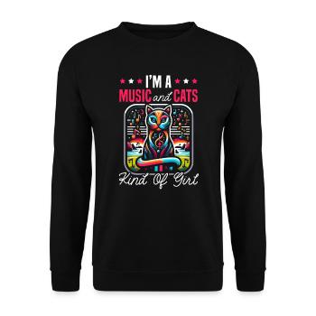 Music Cat Musical Instrument Kitty Pet Musician - Unisex Sweatshirt - black - Front - Alina (178cm) & Michal (187cm)