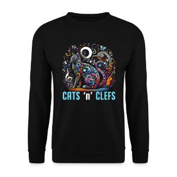 Music Cat Musical Instrument Kitty Pet Musician - Unisex Sweatshirt - black - Front - Alina (178cm) & Michal (187cm)