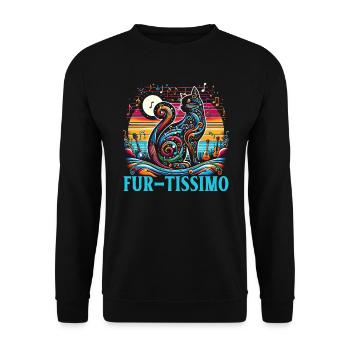 Music Cat Musical Instrument Kitty Pet Musician - Unisex Sweatshirt - black - Front - Alina (178cm) & Michal (187cm)