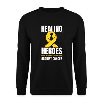 Aufklärung über Krebs im Kindesalter, Chemo, Krebs bekämpfen - Unisex Pullover - Schwarz - Vorne - Alina (178cm) & Michal (187cm)