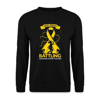 Aufklärung über Krebs im Kindesalter, Chemo, Krebs bekämpfen - Unisex Pullover - Schwarz - Vorne - Alina (178cm) & Michal (187cm)