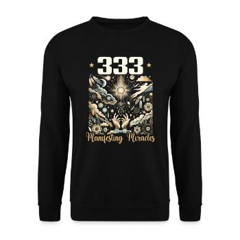 Engelszahl Spirituelle Begleitung Numerologie - Unisex Pullover - Schwarz - Vorne - Alina (178cm) & Michal (187cm)
