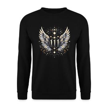Engelszahl Spirituelle Begleitung Numerologie - Unisex Pullover - Schwarz - Vorne - Alina (178cm) & Michal (187cm)