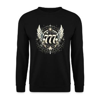 Engelszahl Spirituelle Begleitung Numerologie - Unisex Pullover - Schwarz - Vorne - Alina (178cm) & Michal (187cm)