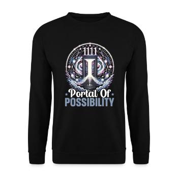 Engelszahl Spirituelle Begleitung Numerologie - Unisex Pullover - Schwarz - Vorne - Alina (178cm) & Michal (187cm)