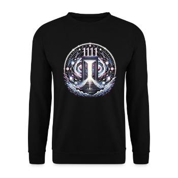Engelszahl Spirituelle Begleitung Numerologie - Unisex Pullover - Schwarz - Vorne - Alina (178cm) & Michal (187cm)