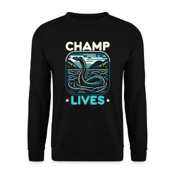 Champ Mythischer Champy Kryptozoologie Kryptid - Unisex Pullover - Schwarz - Vorne - Alina (178cm) & Michal (187cm)