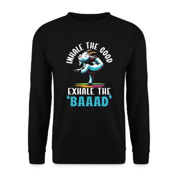 Professeur de yoga drôle de méditation de yoga de chèvre Namaste - Sweat-shirt Unisexe - noir - Devant - Alina (178cm) & Michal (187cm)