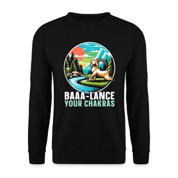 Lustige Ziege Yoga Meditation Yogalehrer Namaste - Unisex Pullover - Schwarz - Vorne - Alina (178cm) & Michal (187cm)