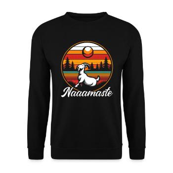 Professeur de yoga drôle de méditation de yoga de chèvre Namaste - Sweat-shirt Unisexe - noir - Devant - Alina (178cm) & Michal (187cm)