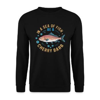 Cerise, Barbe, Poisson, Aquarium, Eau douce, Aquariophilie, - Sweat-shirt Unisexe - noir - Devant - Alina (178cm) & Michal (187cm)
