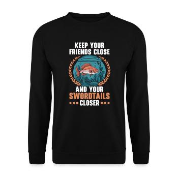 Swordtail Fish Freshwater Aquarium Fish Aquarist - Unisex Sweatshirt - black - Front - Alina (178cm) & Michal (187cm)
