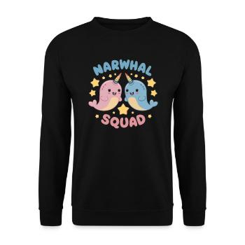Amoureux du narval Licorne de l’animal marin Narval - Sweat-shirt Unisexe - noir - Devant - Alina (178cm) & Michal (187cm)