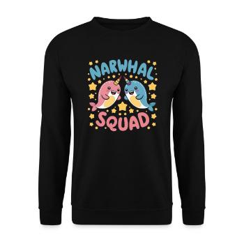 Amoureux du narval Licorne de l’animal marin Narval - Sweat-shirt Unisexe - noir - Devant - Alina (178cm) & Michal (187cm)