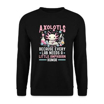 Axolotl Naturwissenschaftslehrer Mexikanischer Salamander - Unisex Pullover - Schwarz - Vorne - Alina (178cm) & Michal (187cm)