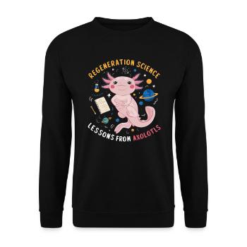 Axolotl Lehrer für Naturwissenschaften Mexikanischer Salamander - Unisex Pullover - Schwarz - Vorne - Alina (178cm) & Michal (187cm)