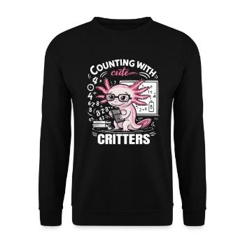 Axolotl Mathe Lehrer Mexikanischer Salamander Amphibie - Unisex Pullover - Schwarz - Vorne - Alina (178cm) & Michal (187cm)