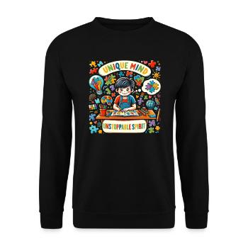 AuDHD Autismus ADHS Autistisches Spektrum Neurodiversität - Unisex Pullover - Schwarz - Vorne - Alina (178cm) & Michal (187cm)