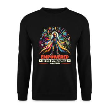 AuDHD Autisme TDAH Spectre autistique Neurodiversité - Sweat-shirt Unisexe - noir - Devant - Alina (178cm) & Michal (187cm)