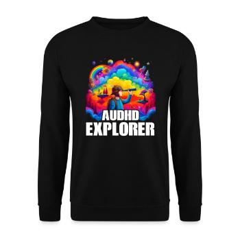 AuDHD Autismus ADHS Autistisches Spektrum Neurodiversität - Unisex Pullover - Schwarz - Vorne - Alina (178cm) & Michal (187cm)