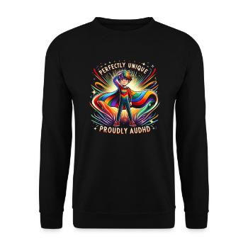 AuDHD Autismus ADHS Autistisches Spektrum Neurodiversität - Unisex Pullover - Schwarz - Vorne - Alina (178cm) & Michal (187cm)