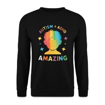 AuDHD Autismus ADHS Autistisches Spektrum Neurodiversität - Unisex Pullover - Schwarz - Vorne - Alina (178cm) & Michal (187cm)