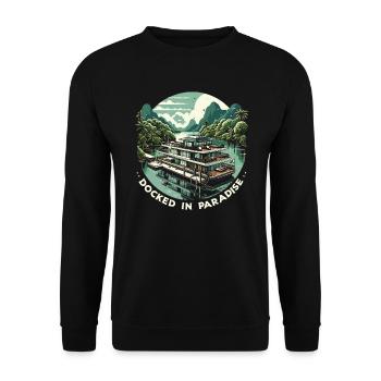 Houseboat Owner Lake Anchor House Boat Boating - Unisex Sweatshirt - black - Front - Alina (178cm) & Michal (187cm)