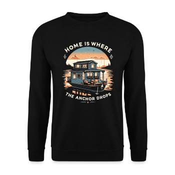 Houseboat Owner Lake Anchor House Boat Boating - Unisex Sweatshirt - black - Front - Alina (178cm) & Michal (187cm)