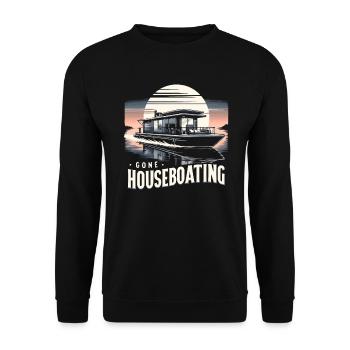Houseboat Owner Lake Anchor House Boat Boating - Unisex Sweatshirt - black - Front - Alina (178cm) & Michal (187cm)