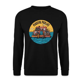 Houseboat Owner Lake Anchor House Boat Boating - Unisex Sweatshirt - black - Front - Alina (178cm) & Michal (187cm)