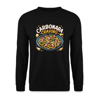 Carbonara-Nudeln Nudelnudeln Italienisches Essen - Unisex Pullover - Schwarz - Vorne - Alina (178cm) & Michal (187cm)