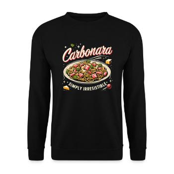 Carbonara-Nudeln Nudelnudeln Italienisches Essen - Unisex Pullover - Schwarz - Vorne - Alina (178cm) & Michal (187cm)