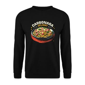 Carbonara-Nudeln Nudelnudeln Italienisches Essen - Unisex Pullover - Schwarz - Vorne - Alina (178cm) & Michal (187cm)