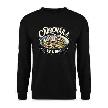 Carbonara-Nudeln Nudelnudeln Italienisches Essen - Unisex Pullover - Schwarz - Vorne - Alina (178cm) & Michal (187cm)